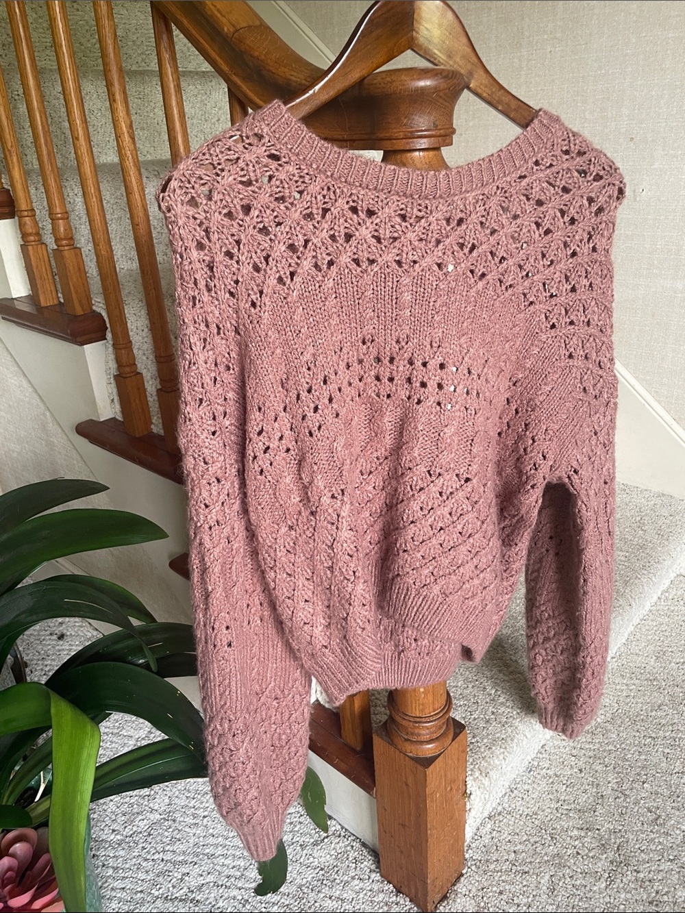 Saltwater LUXE Dusty Blush Pink Openknit Summer Crewneck Sweater